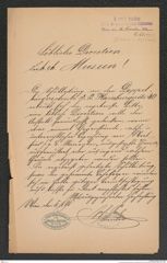 k.k. naturhistorisches Hofmuseum, Intendanzakten 1885-1896 (Hauer), Aktenzahl Z.665.a/1891, Seite 1
